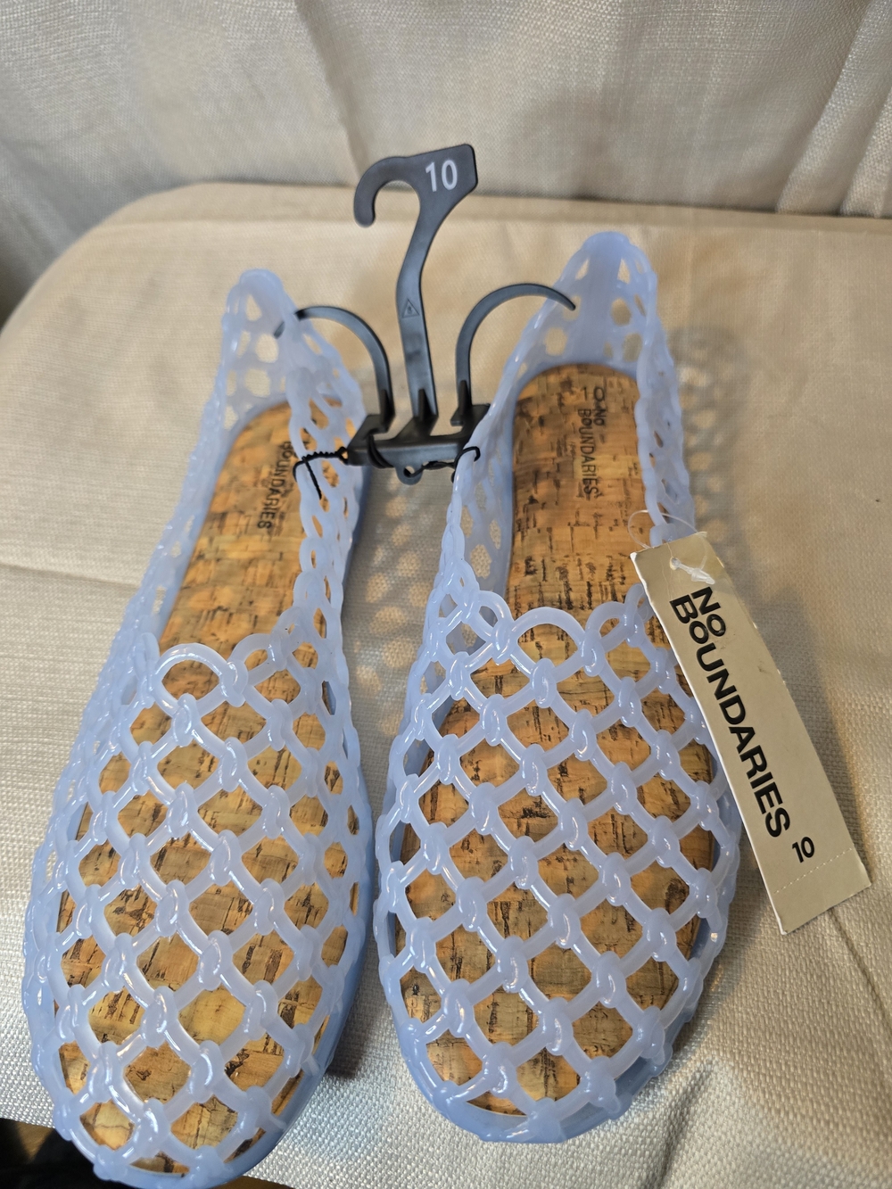 No Boundaries Women's Pale Blue Lattice Jelly Flats